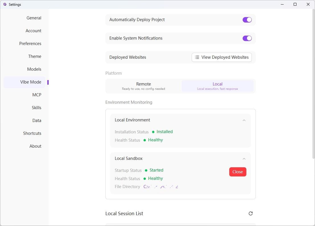 Sandbox Running Status