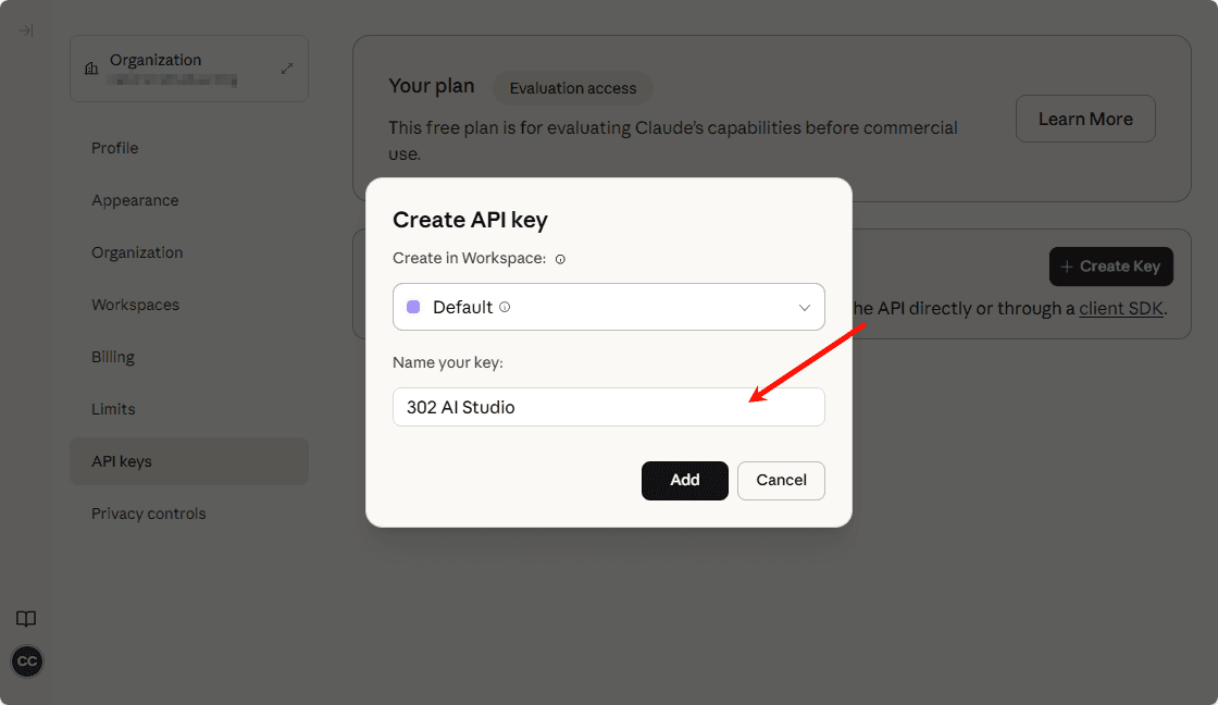 Create API Key