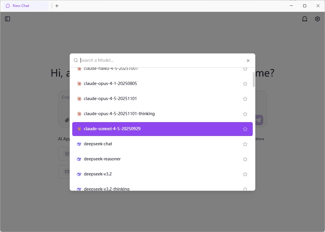 Model Selector Popup