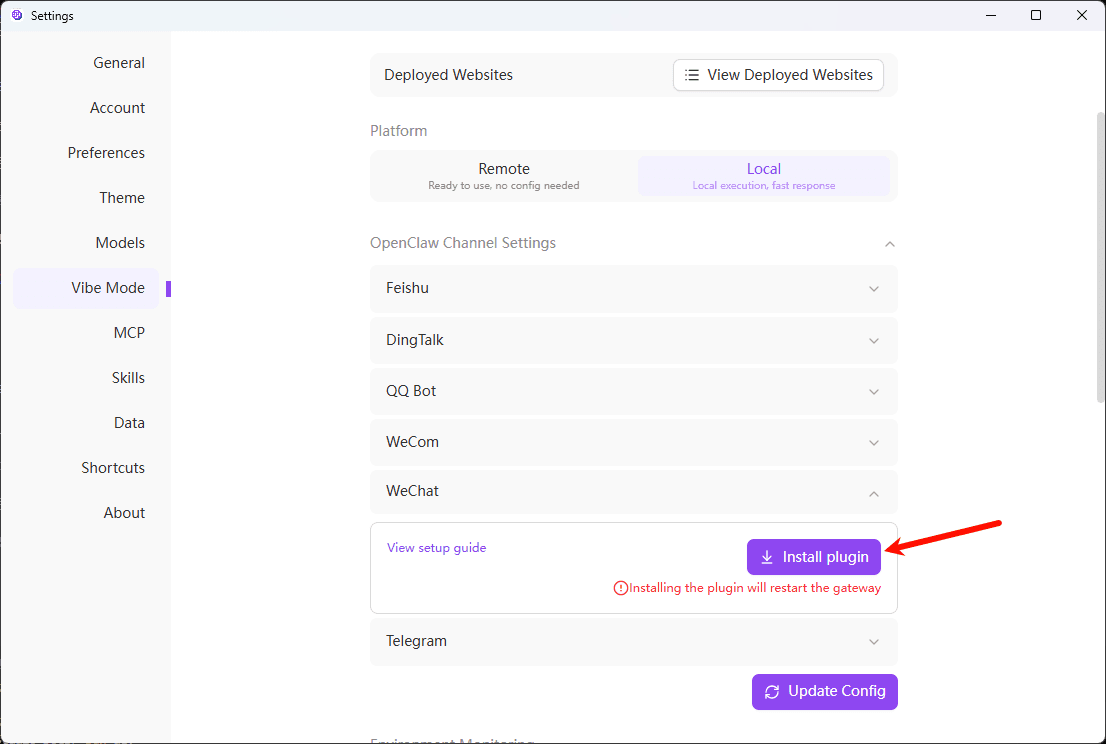 WeChat plugin install