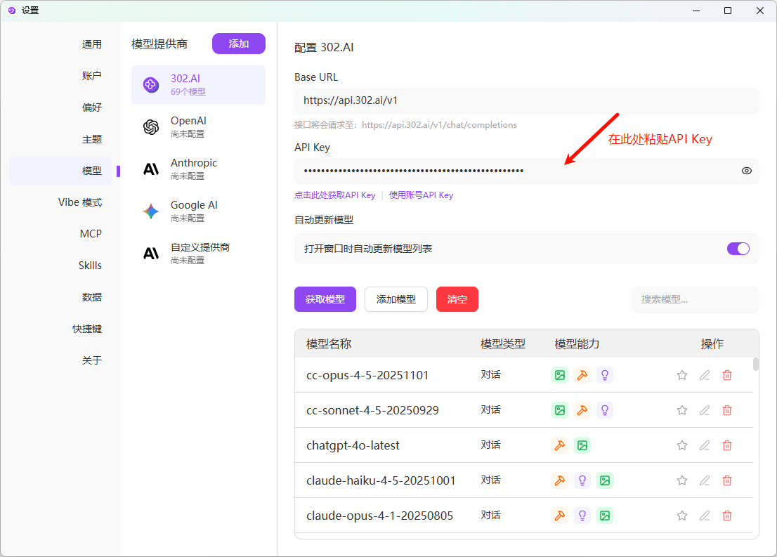 配置 API Key